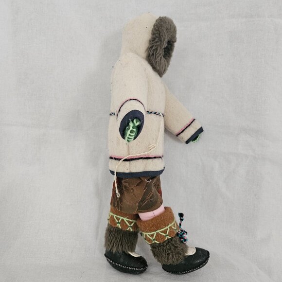 Vintage Inuit Handmade Cloth Doll – 10” Felt Parka & Fur Trim – Collectible - Picture 8 of 13